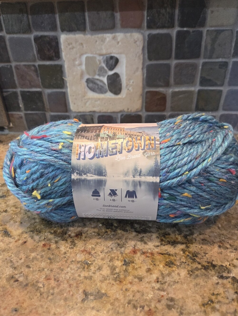 Lion Brand 135-308 Hometown USA Yarn-Key Largo Tweed Knitting Crafts Blue